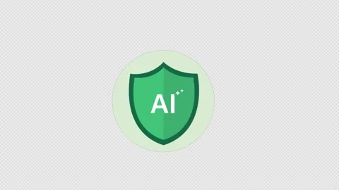 AI Shield. Artificial Intelligence Security Concept Animation - Transparent Stock Footage 337945490