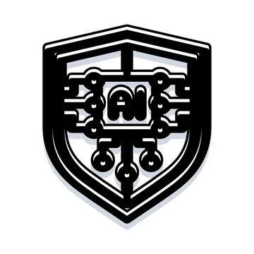 Ai shield protecting data and cybersecurity system Illustrazione stock