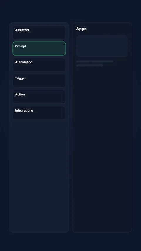 AI Sidebar Assistant Generic SaaS Interface Vertical Animation Stock Footage 345154299