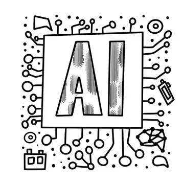 AI sign on white background. Artificial intelligence symbol with decoration i Stock-Illustration