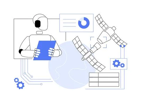 AI-Smart Automated Docking Maneuvers abstract concept vector illustration. イラスト素材