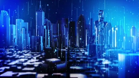 AI Smart City with Connected Infrastructure and Data Technology Stock Footage 342612219