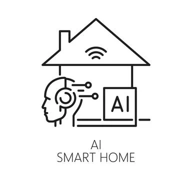 AI smart home technology outline icon or pictogram Stock Illustration