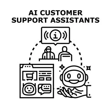 Ai smart technologies aiding customer support service Stock Illustration