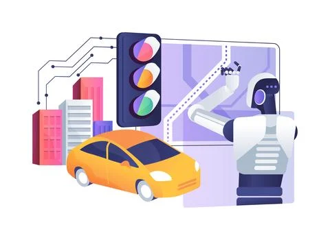 AI Smart Traffic Management abstract concept vector illustration. Stockillustratie
