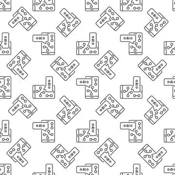 AI Smartphone App vector Artificial Intelligence Phone line seamless pattern Illustrazione stock