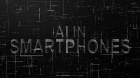 AI in smartphones text technology data line white Illustrazione stock