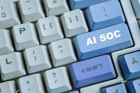 AI soc on the button keyboard. Stock Photos