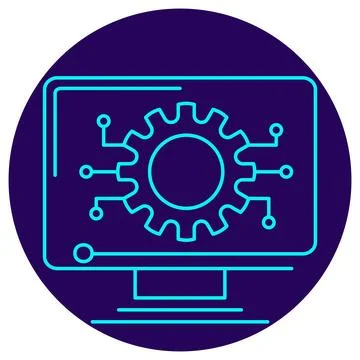 AI software icon. Vector pictogram with thin blue lines Stockillustratie