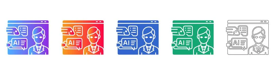 AI Software Interface and User Data Icon Stock Illustration