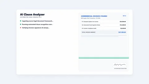 Ai software scanning commercial invoice with signature match failure. 4K Vídeo Stock 345495210