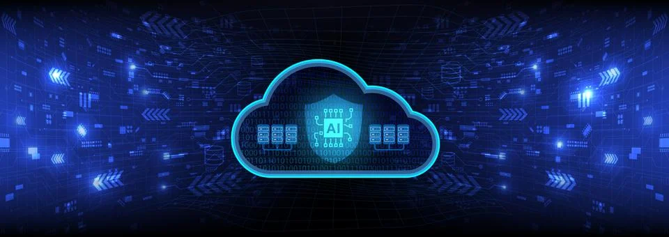 AI solution, cloud storage technology, big data background concept. Stock Illustration