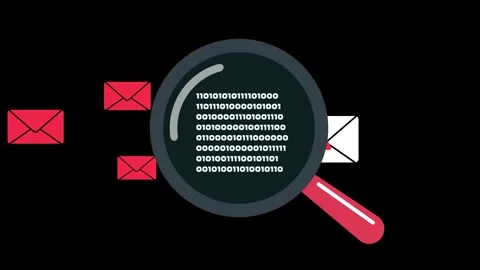 AI Spam Detection Email Filtering Animation. AI marks spam or safe e-mails Stock Footage 335262882