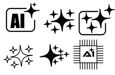 AI Sparkle Icon Set Artificial Intelligence Magic Stars Symbols イラスト素材
