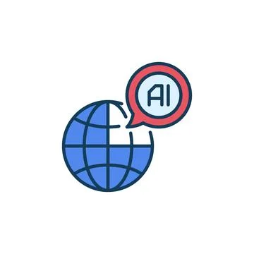 AI Speech Bubble and Earth Globe with vector Artificial Intelligence colore.. Stock Illustration