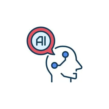 AI Speech Bubble and Head vector Artificial Intelligence Head concept color.. Stock Illustration
