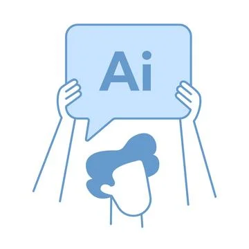 AI speech bubble held by human hands 스톡 일러스트