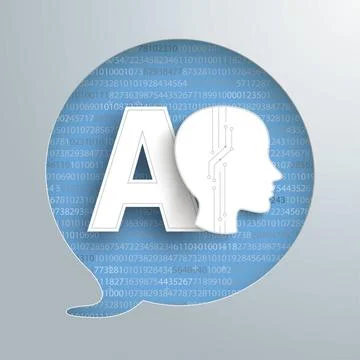 AI Speech Bubble Hole Algorithm Speech bubble hole on the blue background ... Foto stock