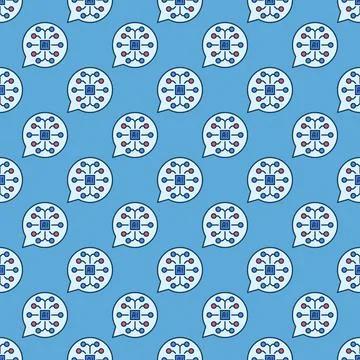AI Speech Bubble vector Brain colored round seamless pattern 스톡 일러스트
