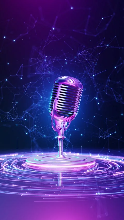 AI Speech Technology Microphone With Connected Digital Network 스톡 동영상 342639847