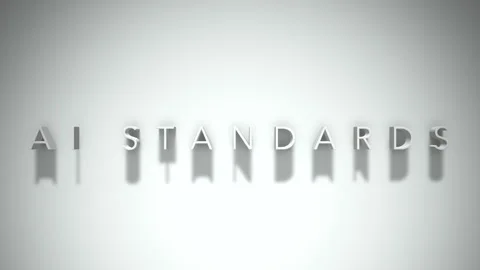 Ai standards 3D title animation with shadows on a white background Vídeo Stock 298004541