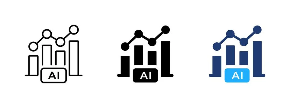 AI statistic icon. Data chart and analysis symbol. Analytics, digital and t.. Stock Illustration