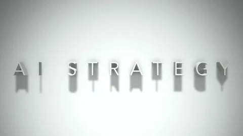 AI Strategy 3D title animation with shadows on a white background Stock Footage 296696980