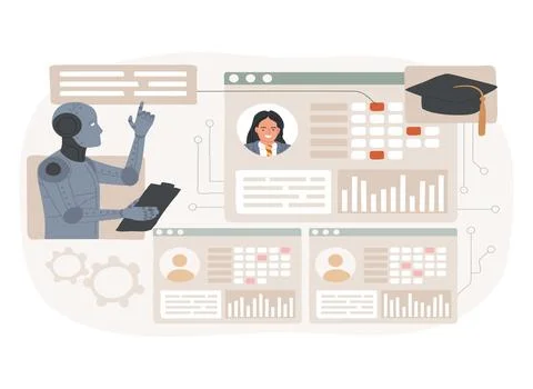 AI-Streamlined Administrative Tasks abstract concept vector illustration. 스톡 일러스트