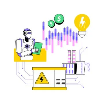 AI-Streamlined Energy Trading abstract concept vector illustration. Stock Illustration