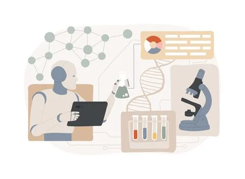 AI-Streamlined Lab Processes abstract concept vector illustration. Stock Illustration