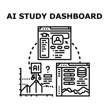 Ai studying dashboard concept for learning and research Stock Illustration