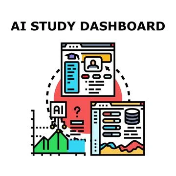 Ai studying dashboard concept for learning and research Stock Illustration