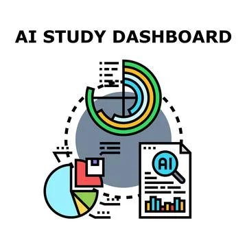 Ai studying data analysis dashboard interface concept Stockillustratie