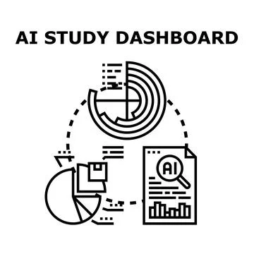Ai studying data analysis dashboard interface concept Stockillustratie