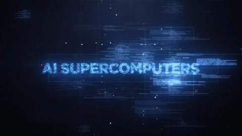 AI Supercomputers Word on Dynamic Technology Background Video stock 317028225