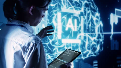 AI supervisor runs code in data center Stock Footage 249020611