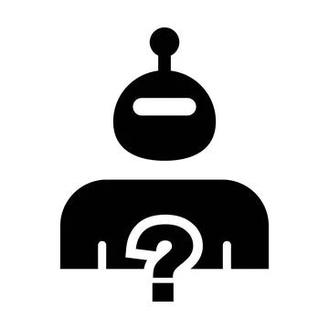 AI Support Question Robot Icon with question mark representing customer sup.. Stock Illustration