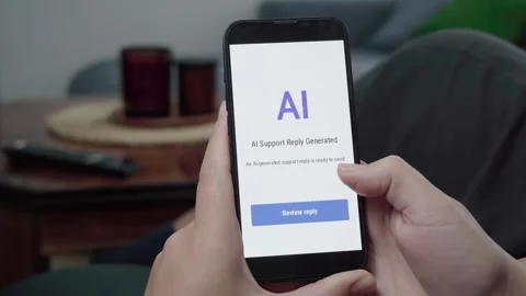 AI Support Reply Generated Message on Home Smartphone Stock Footage 341932130