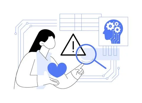 AI-Supported Cause Identification abstract concept vector illustration. Illustrazione stock