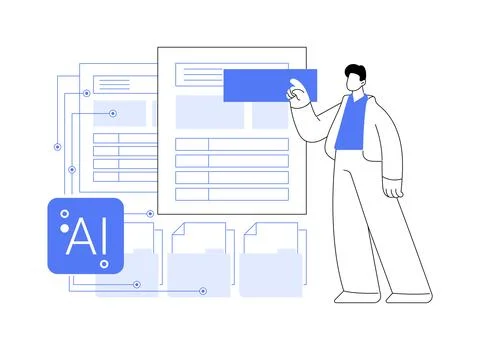 AI-Supported Document Automation abstract concept vector illustration. Stock Illustration
