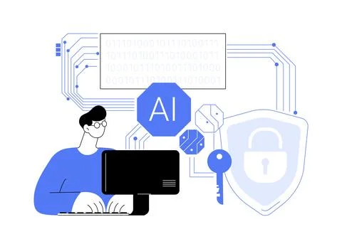 AI-Supported Encryption abstract concept vector illustration. Stock Illustration