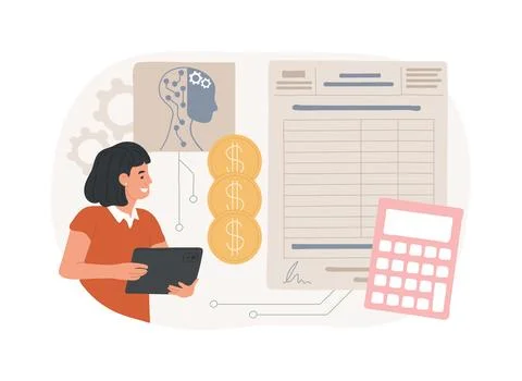 AI-Supported Invoice Processing abstract concept vector illustration. Ilustración de archivo