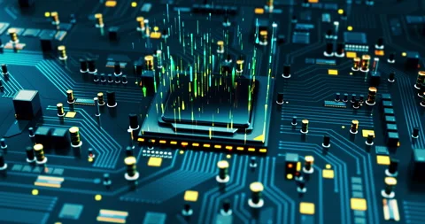 AI Supported Modern CPU GPU Processor. Data Flow. Processing AI Data. Stock Footage 288136922