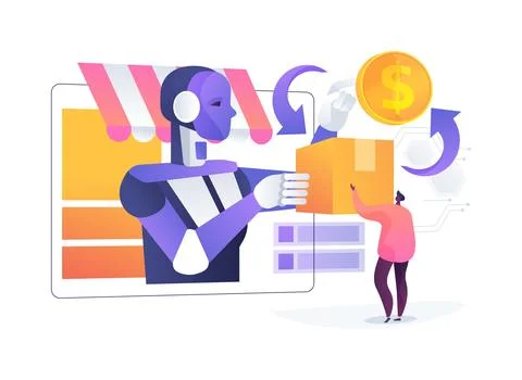 AI-Supported Return and Refund Processing abstract concept vector illustration. Stockillustratie