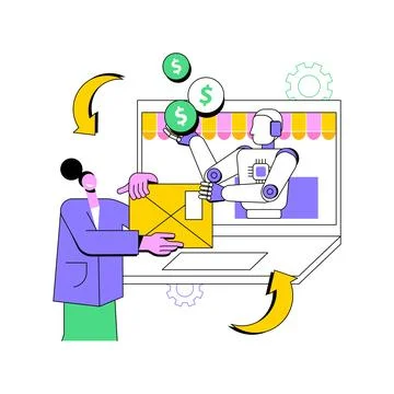 AI-Supported Return and Refund Processing abstract concept vector illustration. イラスト素材