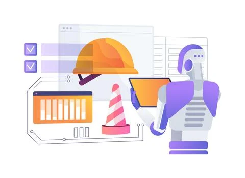 AI-Supported Workforce Safety abstract concept vector illustration. Stock Illustration