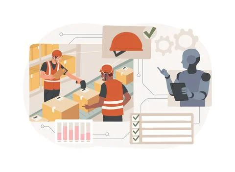 AI-Supported Workforce Safety abstract concept vector illustration. Stock Illustration