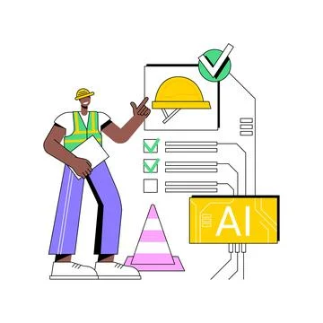 AI-Supported Workforce Safety abstract concept vector illustration. Stock Illustration