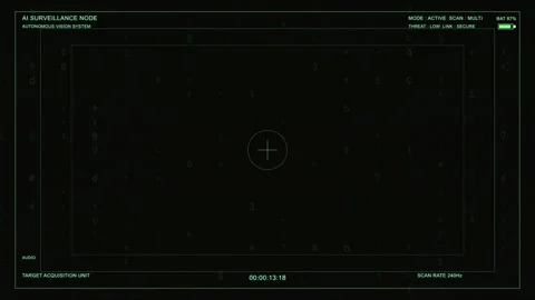 AI Surveillance Camera HUD Interface with Blinking Live Scan Stock Footage 341667538