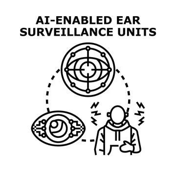 Ai surveillance concept with advanced ear units Stock Illustration